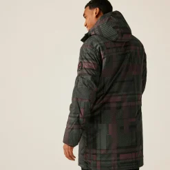 Christian Lacroix - Męska kurtka przeciwdeszczowa ocieplana długa Lauris | Czarny w kratę