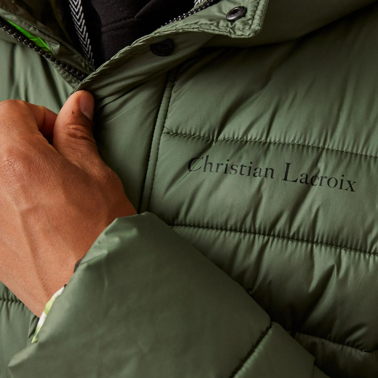Christian Lacroix - Męski płaszcz zimowy Collongues Long | Zielony