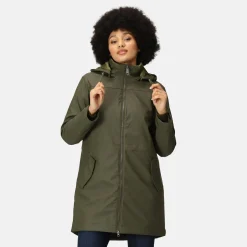 Damska kurtka parka z kapturem Fantine | Ciemne khaki
