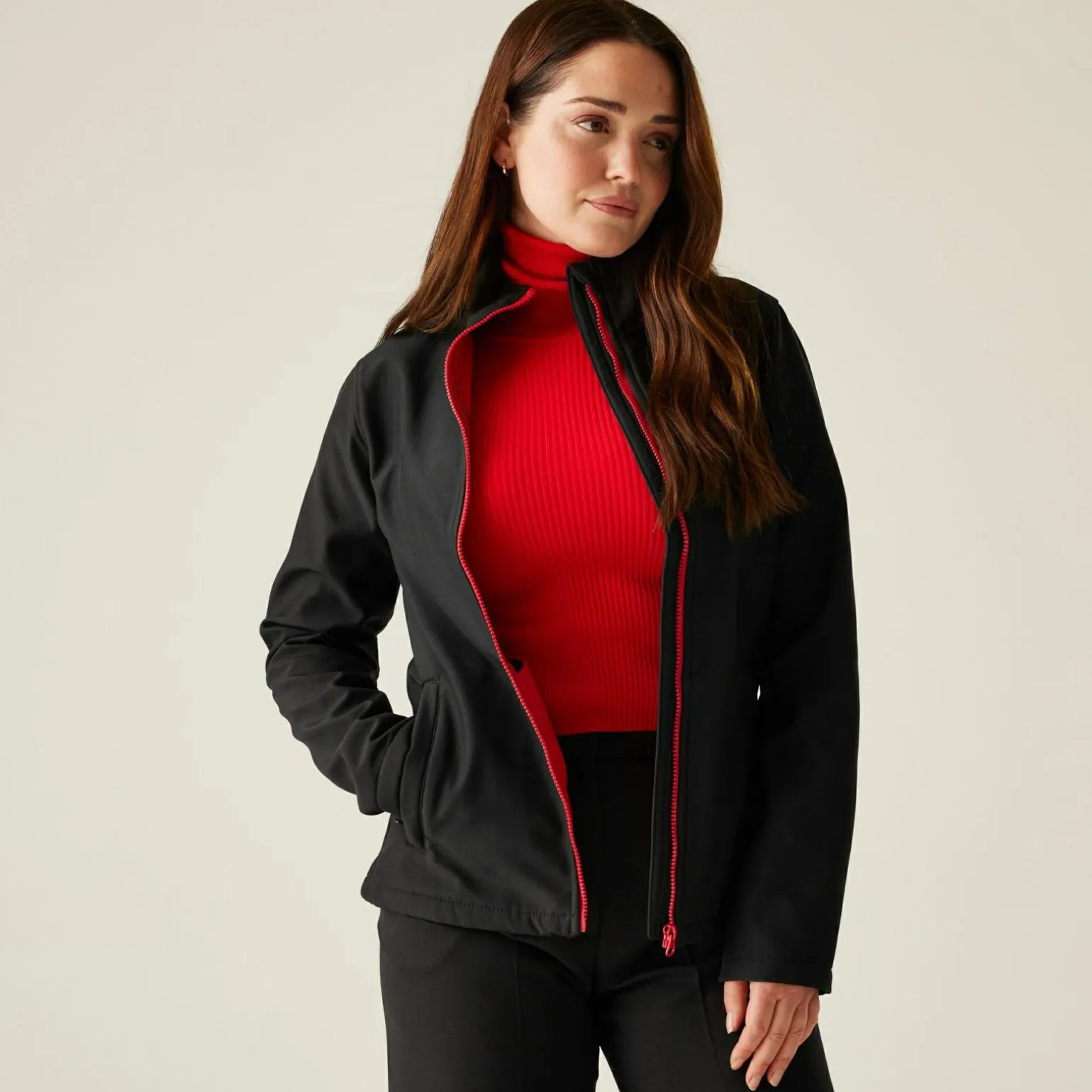 Damski softshell Ablaze | Czarno-czerwony