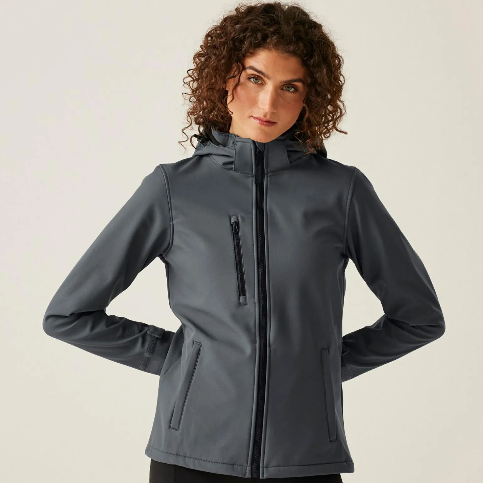 Damski softshell z kapturem Venturer | Szaro-czarny
