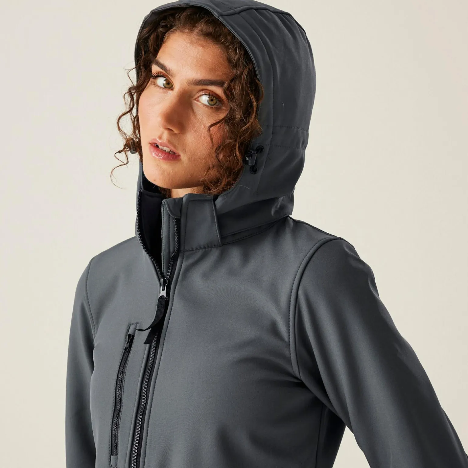 Damski softshell z kapturem Venturer | Szaro-czarny