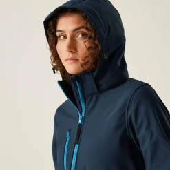 Damski softshell z kapturem Venturer | Granatowo-niebieski