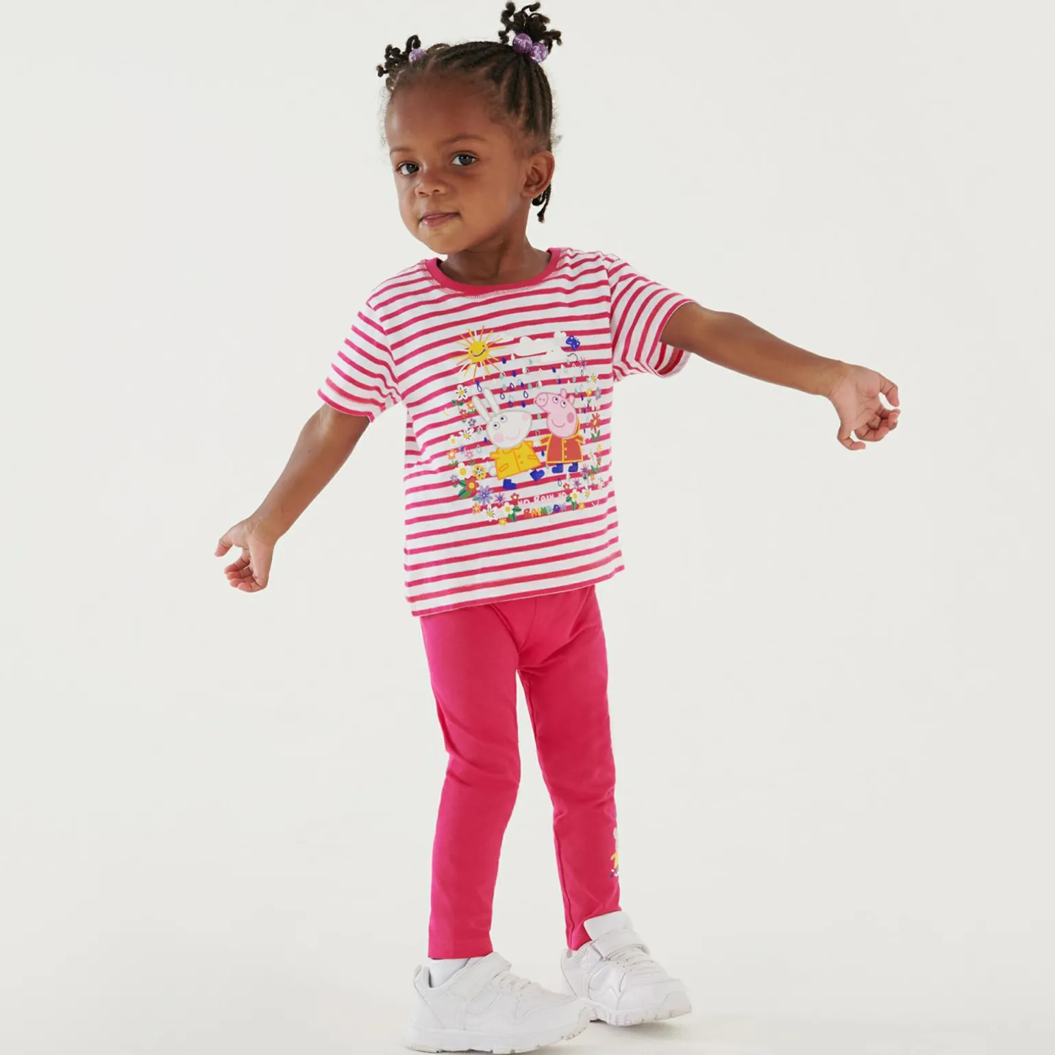 Dziecięca koszulka Peppa Stripe | Różowy
