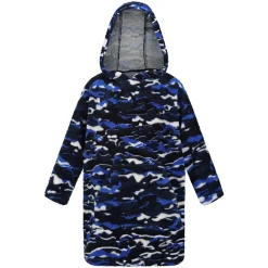 Dziecięcy polar ponczo z kapturem Poncho | Niebieski we wzór moro