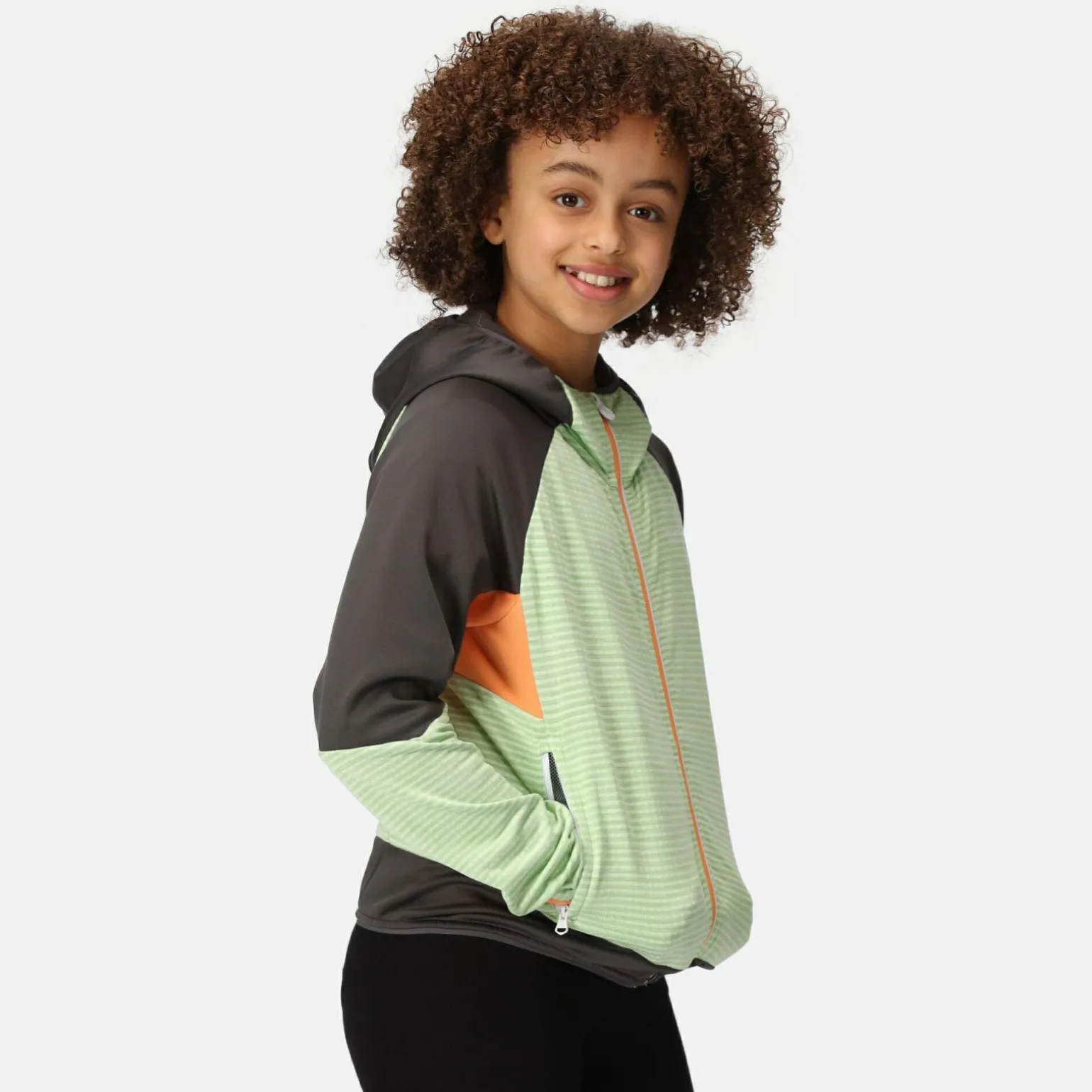 Dziecięcy softshell z kapturem Prenton II | Jasnozielono-szary