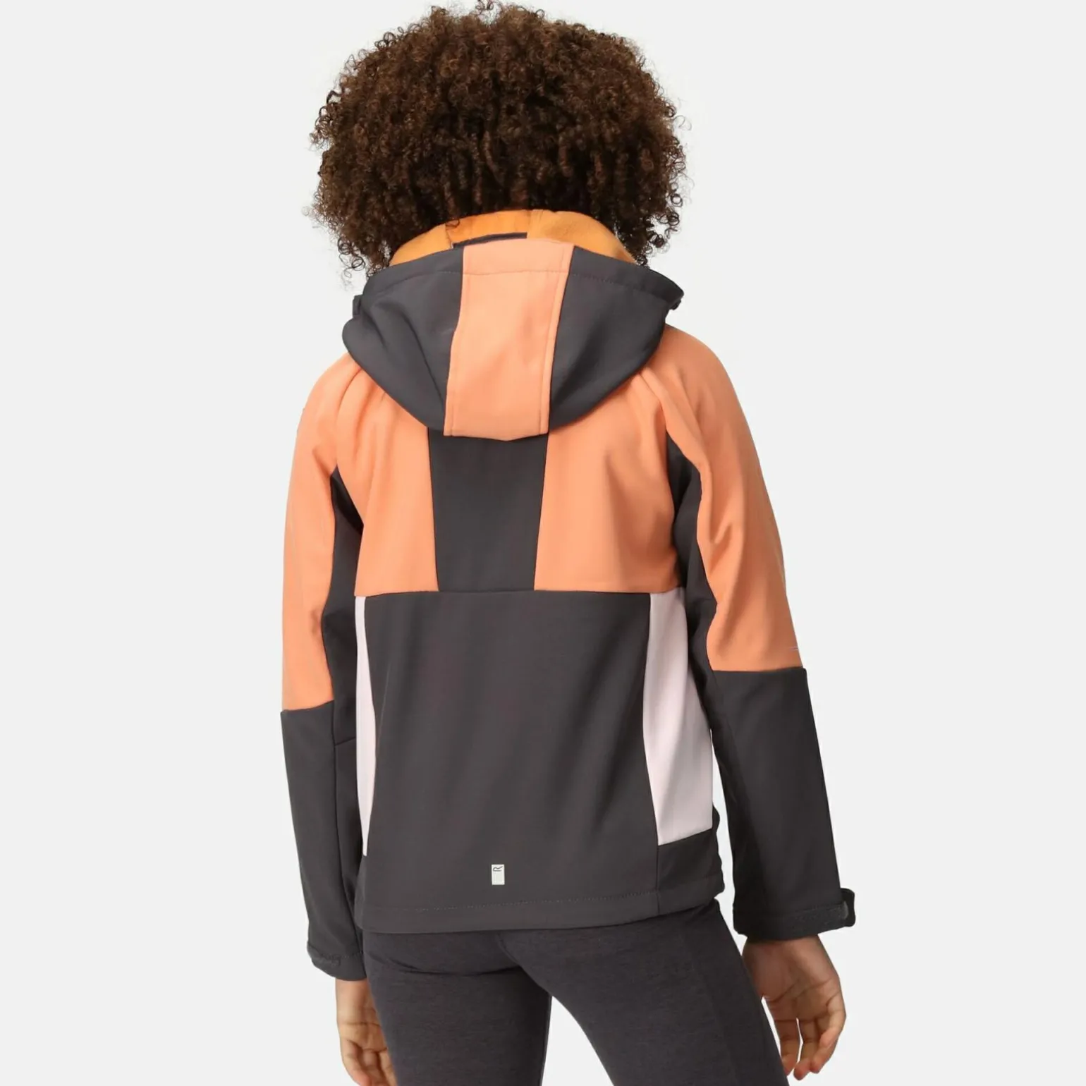 Dziecięcy softshell z kapturem Haydenbury | Szaro-pomarańczowo-biały