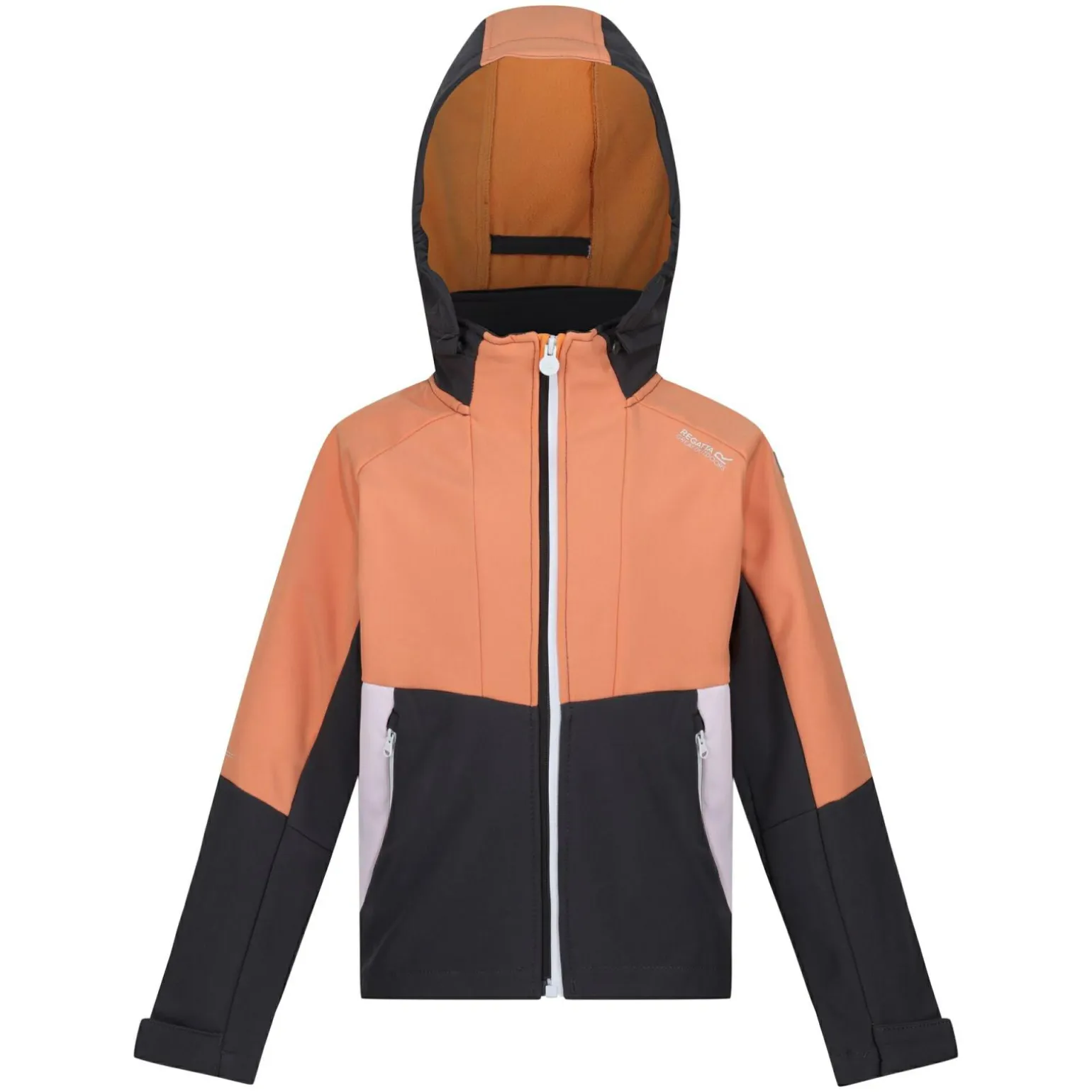 Dziecięcy softshell z kapturem Haydenbury | Szaro-pomarańczowo-biały