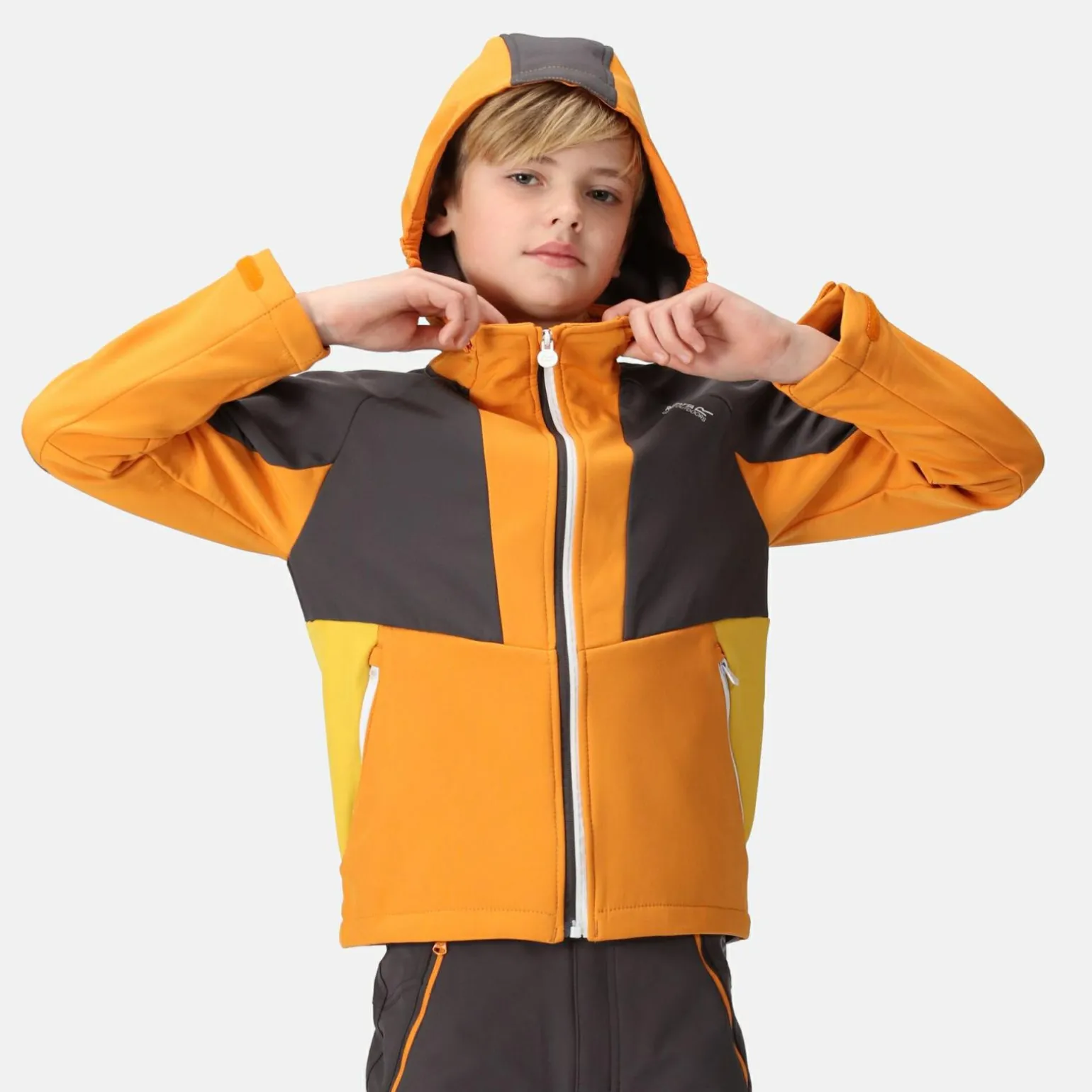 Dziecięcy softshell z kapturem Haydenbury | Pomarańczowo-szary