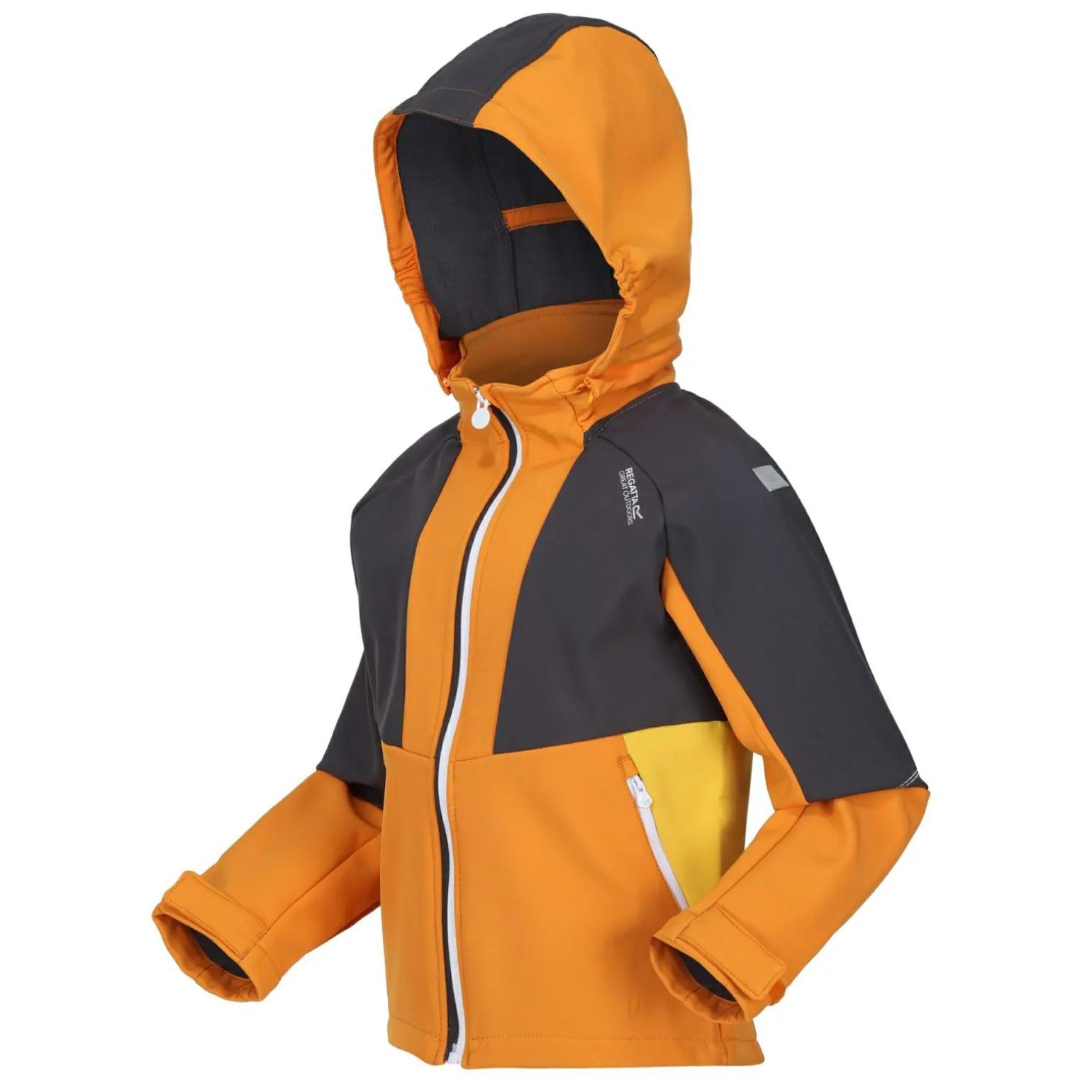 Dziecięcy softshell z kapturem Haydenbury | Pomarańczowo-szary