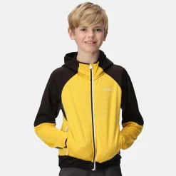 Dziecięcy softshell z kapturem Prenton II | Żółto-czarno-szary