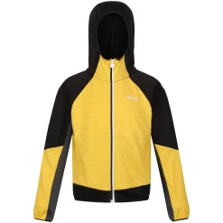 Dziecięcy softshell z kapturem Prenton II | Żółto-czarno-szary