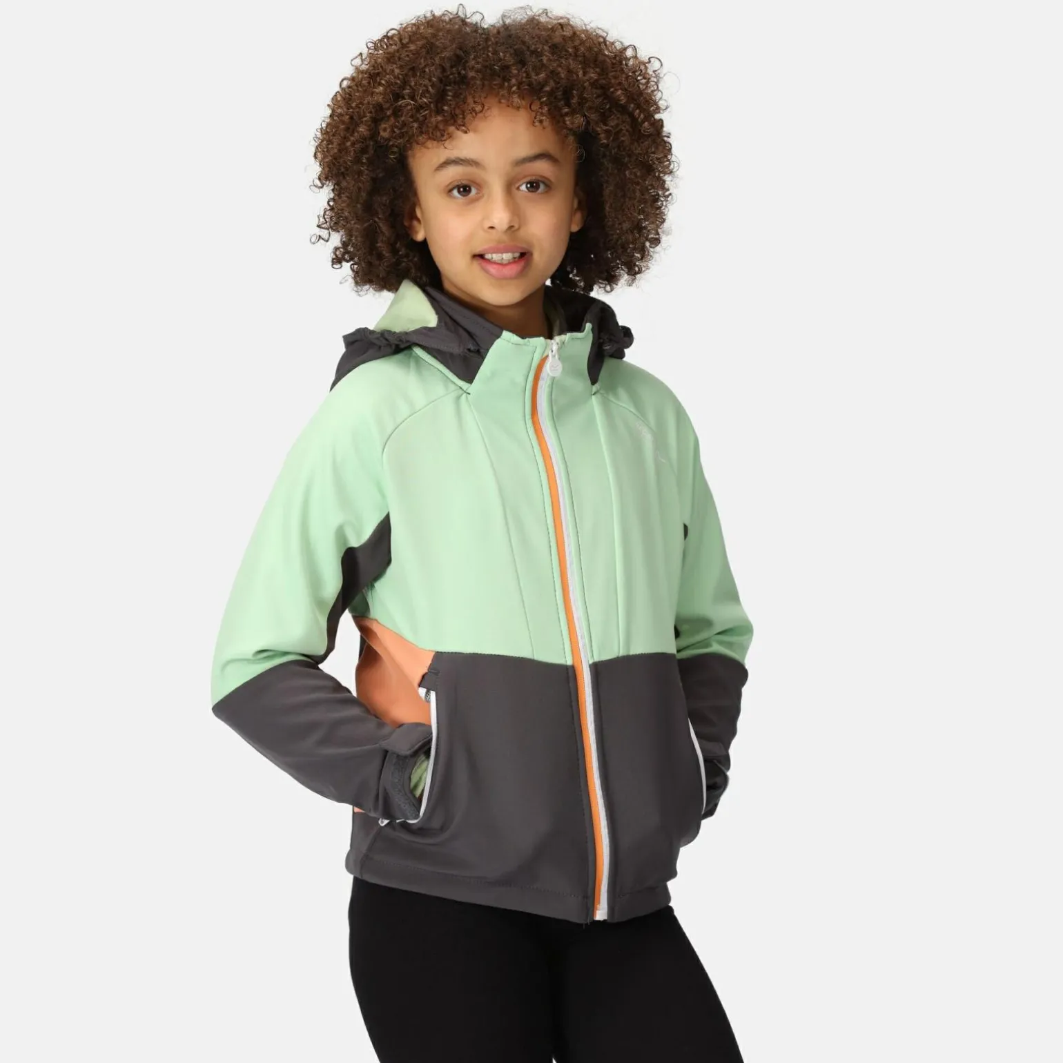 Dziecięcy softshell z kapturem Haydenbury | Zielono-szary