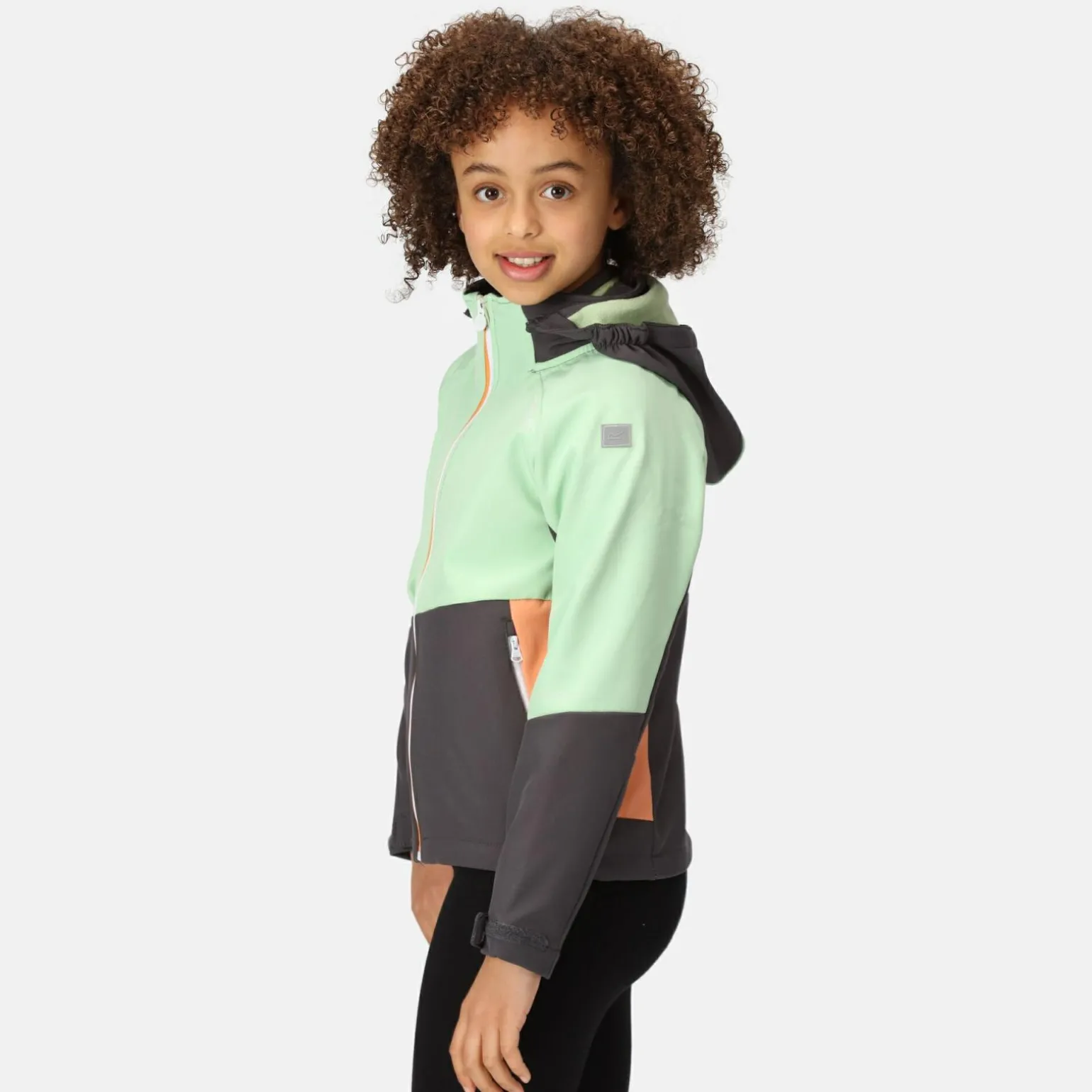 Dziecięcy softshell z kapturem Haydenbury | Zielono-szary