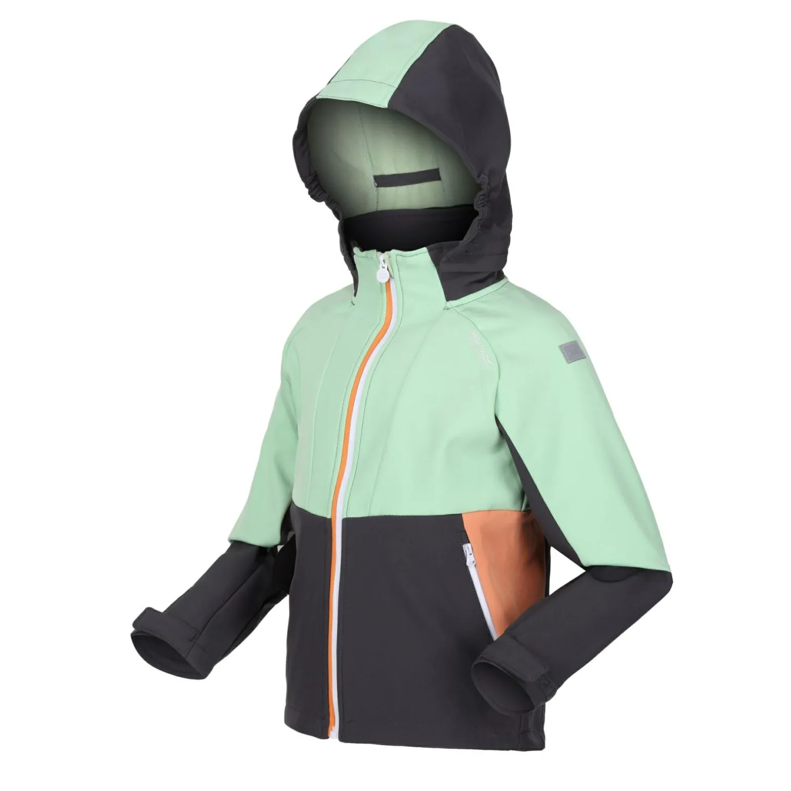 Dziecięcy softshell z kapturem Haydenbury | Zielono-szary