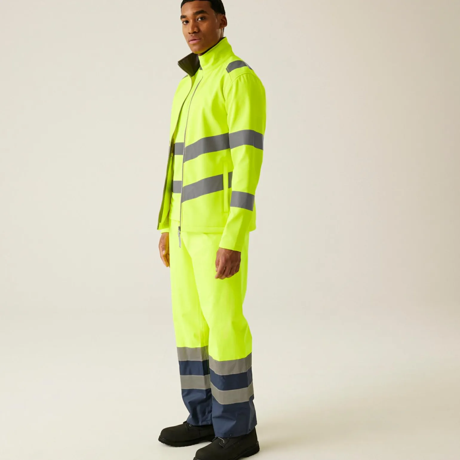 Men's Hi-Vis Pro Contract Ablaze 2 Layer Softshell Jacket | Yellow