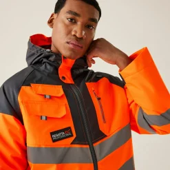 Męska wodoodporna kurtka parka Professional | Pomarańczowo-szary