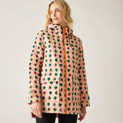Orla Kiely - Damska kurtka ocieplana Waterproof | Czarny w różowy wzór
