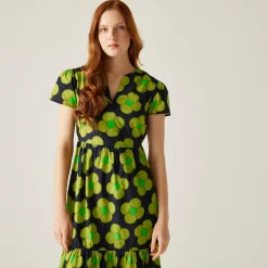 Orla Kiely - Damska sukienka Tiered Midi | Niebieski