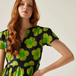 Orla Kiely - Damska sukienka Tiered Midi | Niebieski