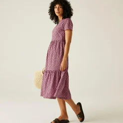 Orla Kiely - Damska sukienka Tiered Midi | Fioletowy