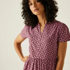Orla Kiely - Damska sukienka Tiered Midi | Fioletowy