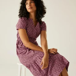 Orla Kiely - Damska sukienka Tiered Midi | Fioletowy