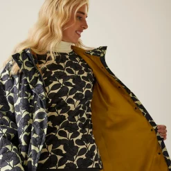 Orla Kiely - Damski płaszcz ocieplany Long Length | Szary